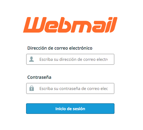 Formulario de inicio de sesión en Webmail