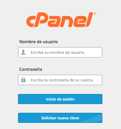 Formulario para acceder al cpanel de administración