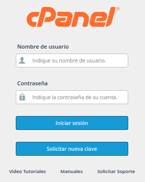 inicio sesion cPanel