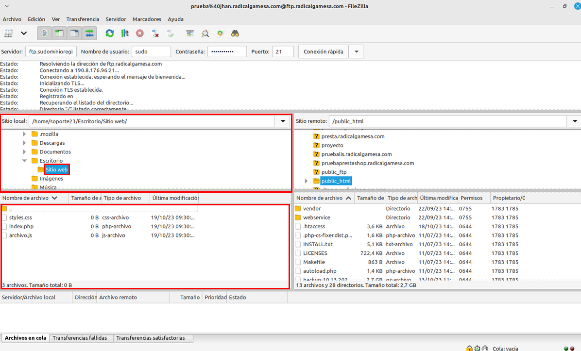 Subiendo los archivos al hosting