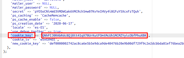 nformación importante "cookie_key"