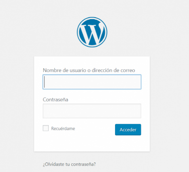 Formualario de acceso a WordPress