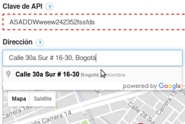 Ingresar la dirección en el mapa