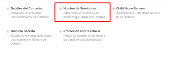 Administrar nombre de servidores DNS