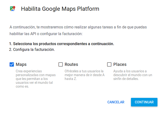 Seleccionar Google Maps