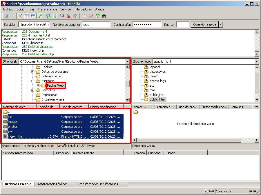Subiendo los archivos al hosting