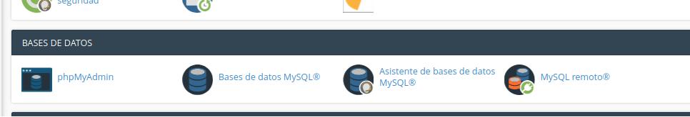 Opción de base de datos en cPanel