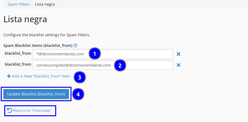 Configuración blacklist