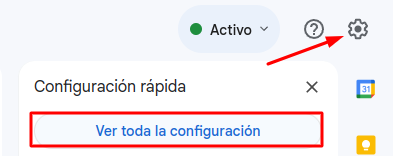 Opción de la configuración en Gmail