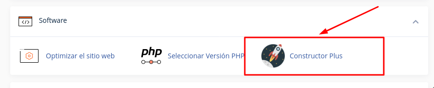 Opción Constructor Plus desde cPanel