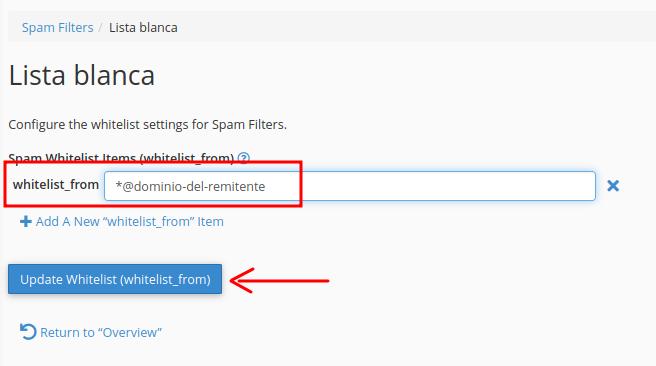 Formato de correo en lista blanca