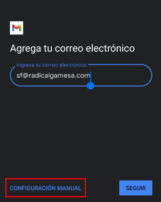 Agregar correo electronico 