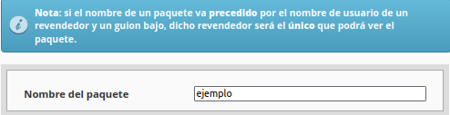 Nombre del paquete