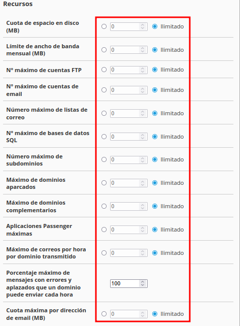 recursos del paquete whm