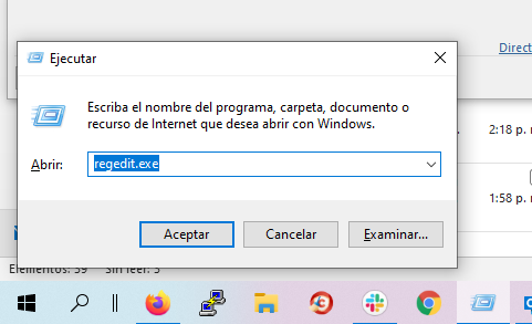 Ejecutar regedit.exe