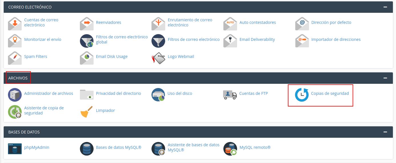 Copia de seguridad desde cPanel