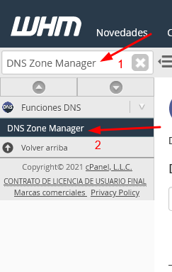 DNS zone manager en WHM