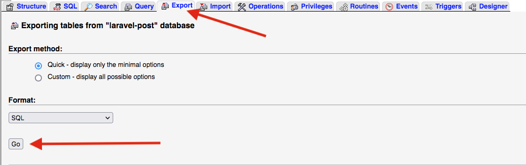 Exportar base de datos desde phpMyAdmin