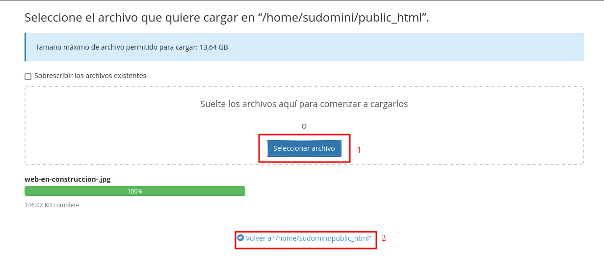 Volver al administrador de archivos luego de cargar el archivo