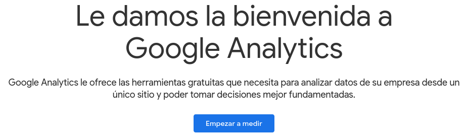 Mensaje de bienvenida de Google Analytics