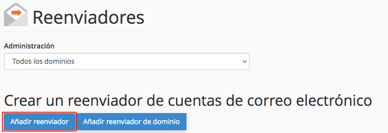 Botón para añadir reenviador