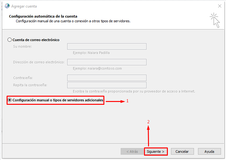 configuracion manual Outlook 