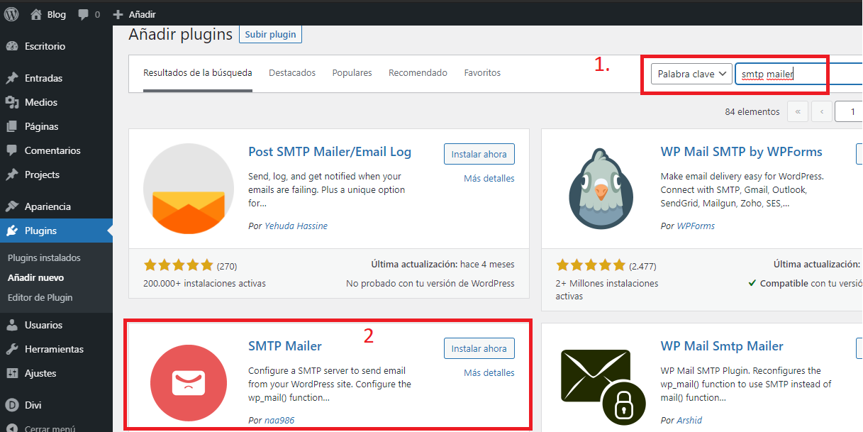 buscar el plugin smtp mailer