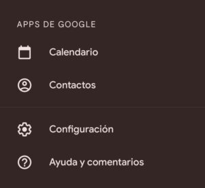 Ingresar en el menú de la configuración de App Gmail