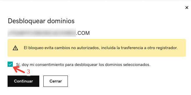 Aceptar terminos de desbloqueo de dominio