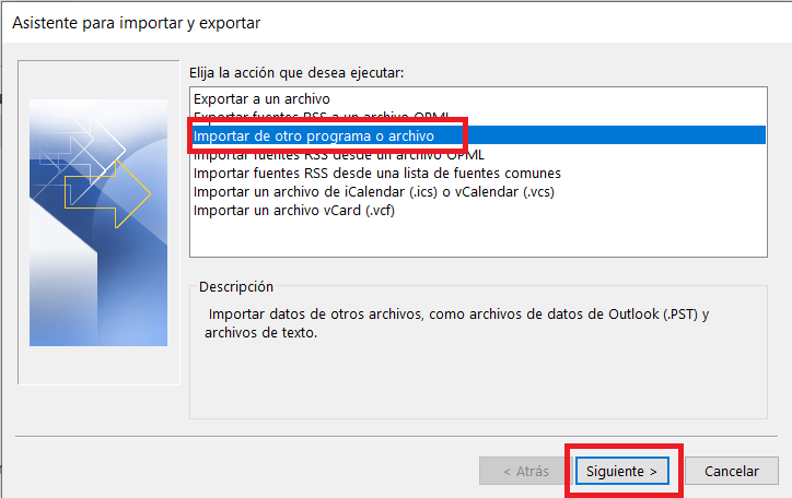 Asistente para imprtar un archivo