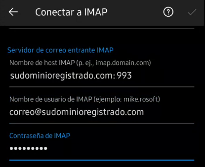 Configuración de correo entrante IMAP