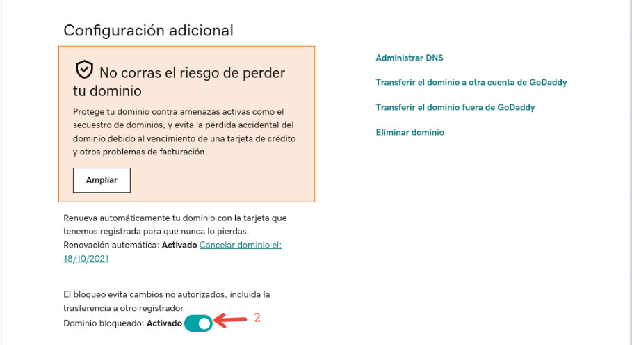 Desactivar bloqueo de dominio