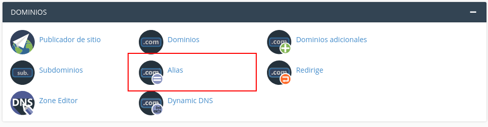  Ubicar las opciones de dominios, para realizar el proceso del blog
