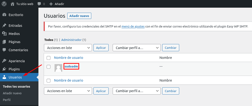 usuarios de WordPress