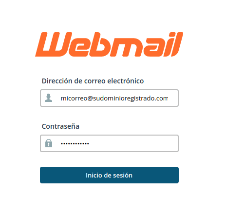 Formulario de ingreso a Webmail