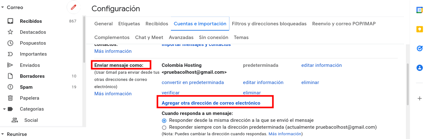 Envio para gmail