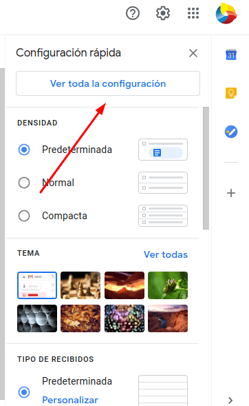 Ver todas las configuraciones de Gmail