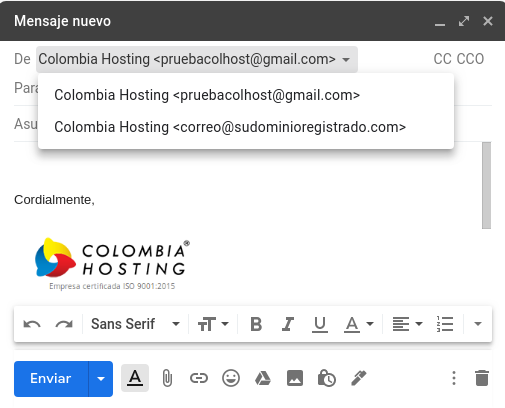 Prueba de configuración de correo electrónico