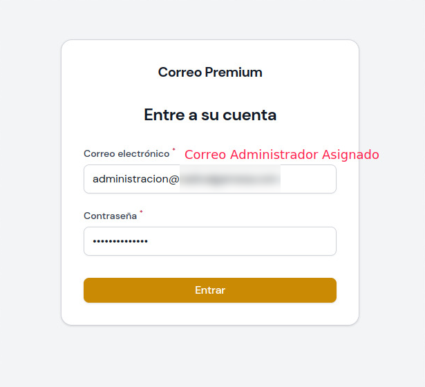 Ingreso a la cuenta de correo premium administrativa