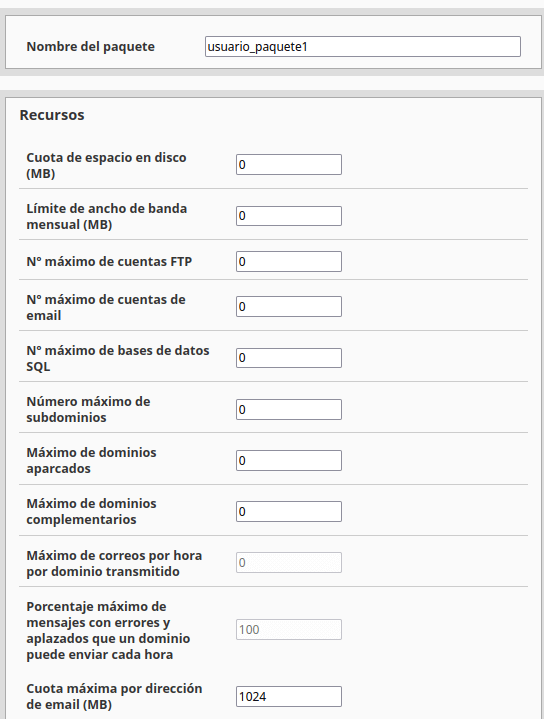 Muestra de todos los paquetes