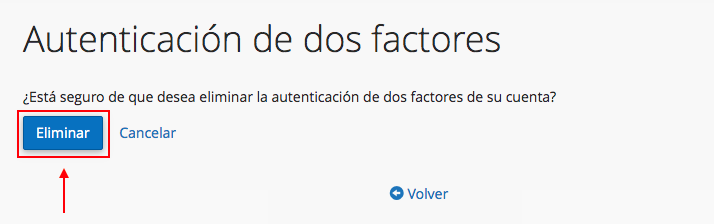 confirmar eliminacion 2fa