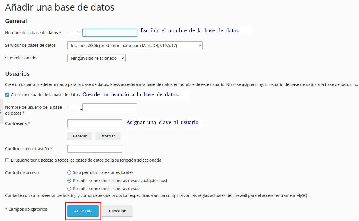 Creando la base de datos