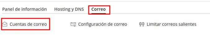 Crear correos en plesk