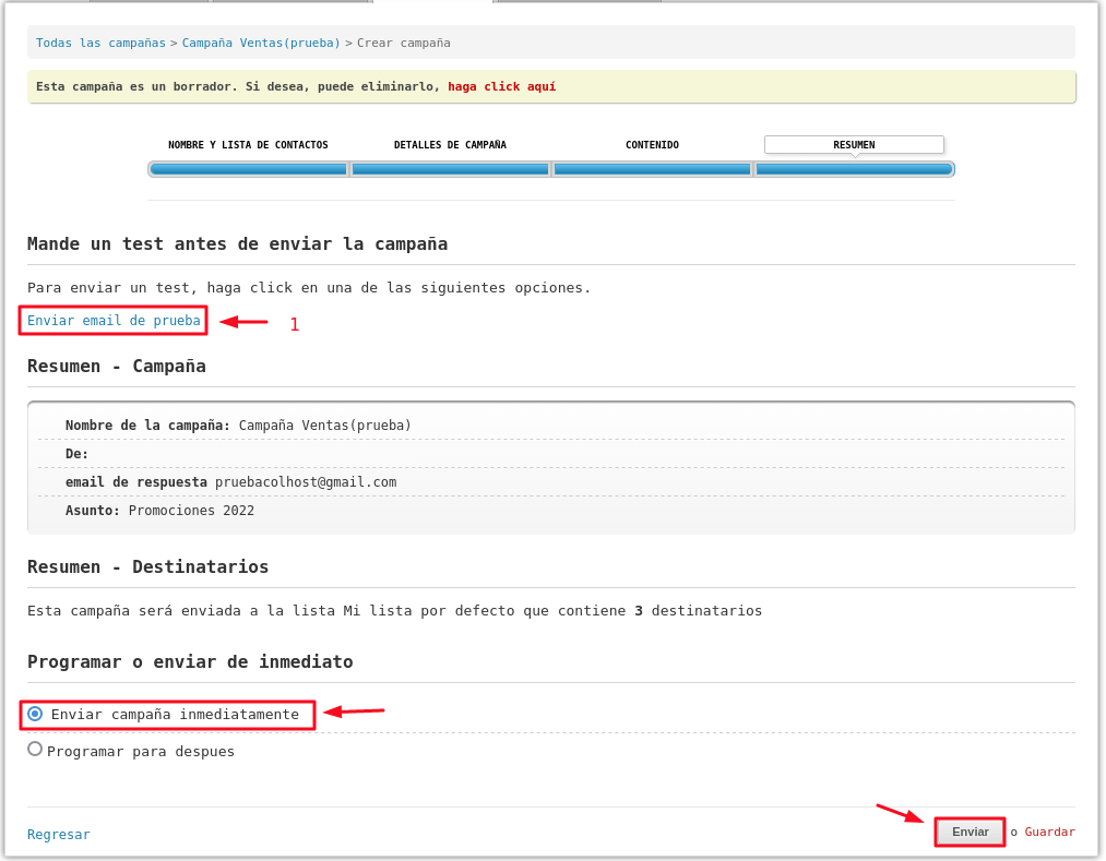 Últimos detalles para envío de nuestra campaña