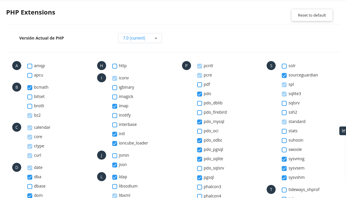 Habilitar y deshabilitar extensiones de PHP