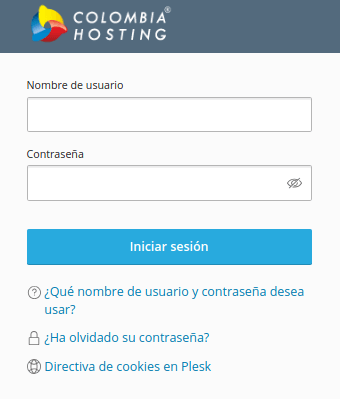 Usuario y contraseña de ingreso a Plesk