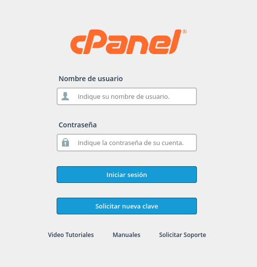 Inicio de sesión cPanel