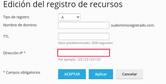 Modificar el campo del registro