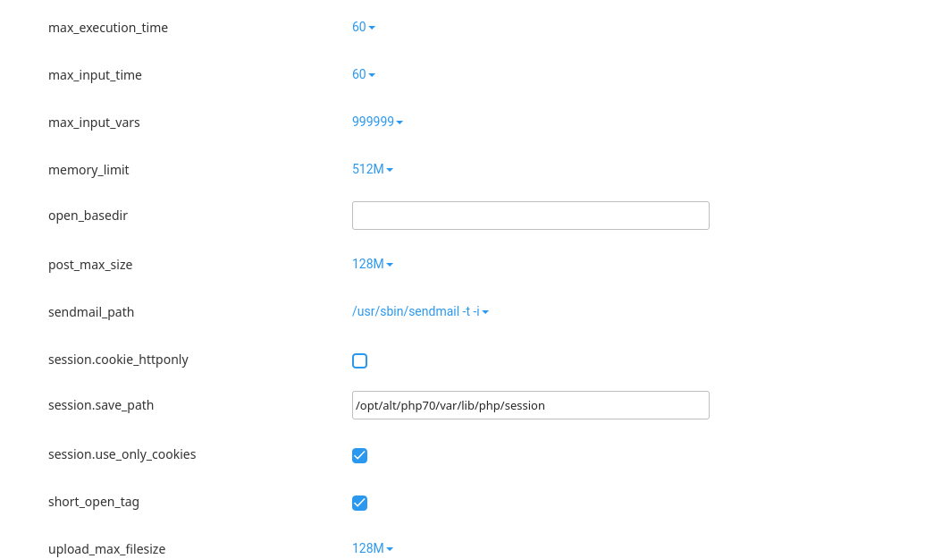 Visualizar y configurar las opciones del cPanel con respecto a PHP