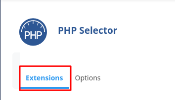 Seleccionar opción de extensiones para seleccionar version PHP